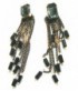 Boucles d'oreilles noires et dorées, strass noirs