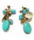 Boucles d'oreilles dorées, turquoise et strass