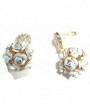 Boucles d'oreilles dorées strass, pendant roses grises