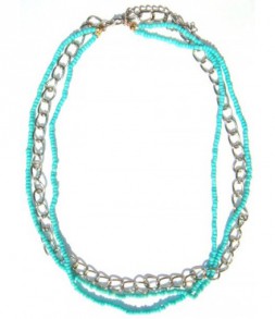 Chaine et perles turquoises