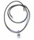 pendentif strass, cordon pvc fermoir argent