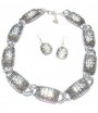 Collier et boucles d'oreilles effet croco argent vieilli