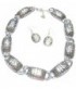 Collier et boucles d'oreilles effet croco argent vieilli