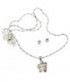 Pendentif fleur strass sur chaine et boucles d'oreilles strass