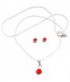 Pendentif sur chaine et boucles d'oreilles strass rouge