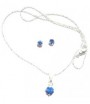 Pendentif sur chaine et boucles d'oreilles strass bleu