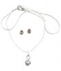 Pendentif sur chaine et boucles d'oreilles strass blanc