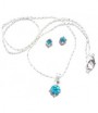 Pendentif sur chaine et boucles d'oreilles strass turquoise