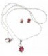 Pendentif sur chaine et boucles d'oreilles strass rose
