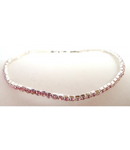 Bracelet strass élastique rose