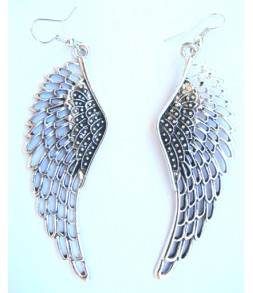 boucles d'oreilles fantaisie ailes argentées