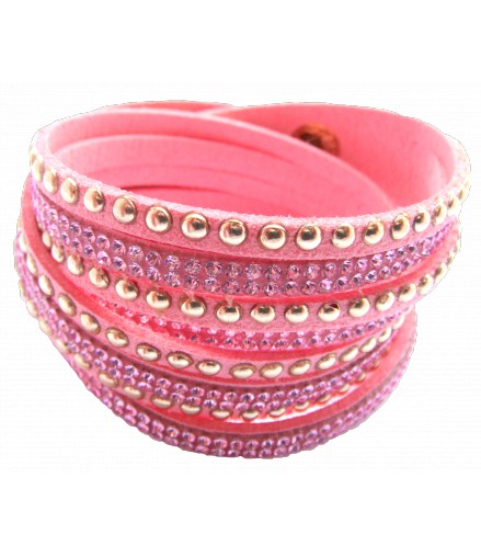 Bracelet wrap 2 tours rose douceur