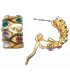 Demi anneaux dorés et strass couleur