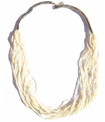 Collier perles de rocaille nacrées