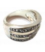 Bague 3 lignes strass ton argent vieilli