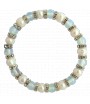 Bracelet élastique, veritables perles de culture d'eau douce blanches, perles de lune et strass