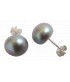Boucles d'oreilles véritable perle de culture d'eau douce d'Asie grises montées sur argent