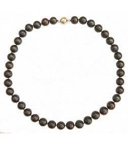 Superbe collier en véritables perles de culture d'eau douce d'Asie noires, fermoir aimant