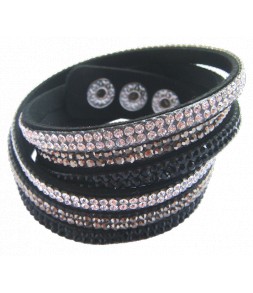 Bracelet wrap 2 tours du noir au gris