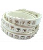 Bracelet blanc 3 tours style cuir et clous