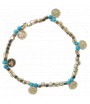 bracelet fin turquoise et perles carrées dorées