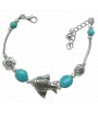 bracelet argenté turquoise et poisson