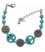 bracelet argenté turquoise et peace and love P&L