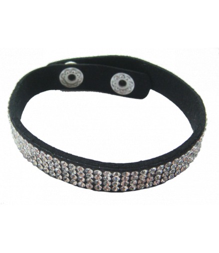 bracelet pression noir strass