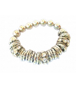 Bracelet élastique argenté et strass