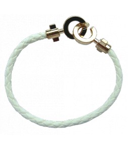 Bracelet tressé fermoir crochets blanc