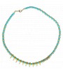 collier ras du cou doré turquoise strass oeil