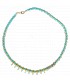 Perles turquoises, doux pics dorés, finition soignée