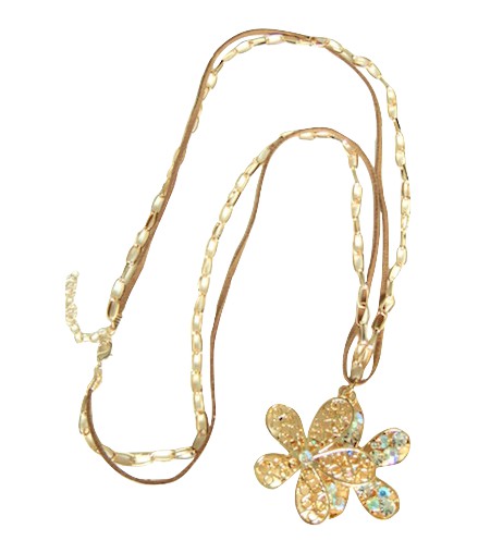 collier lacet chaine dorée et fleur