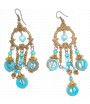 boucles d'oreilles fantaisie turquoise monture cuivrée