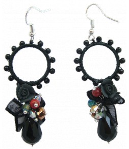 boucles d'oreilles fantaisie noires style créateur