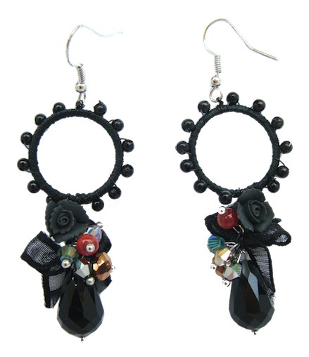 boucles d'oreilles fantaisie noires style créateur