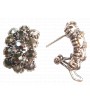 boucles d'oreilles fantaisie demi anneaux strass anthracites