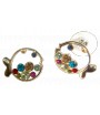 Boucles d'oreilles poissons dorés et strass couleur