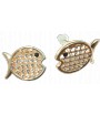 Boucles d'oreilles poissons dorés, _il strass noir