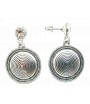 boucles d'oreilles fantaisie disque argenté et strass