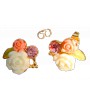 Boucles d'oreilles duo de roses et strass