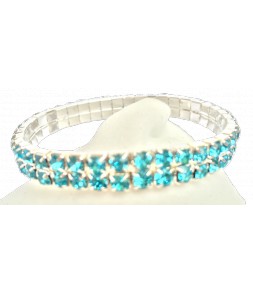 Bracelet 2 rangs strass élastique bleu