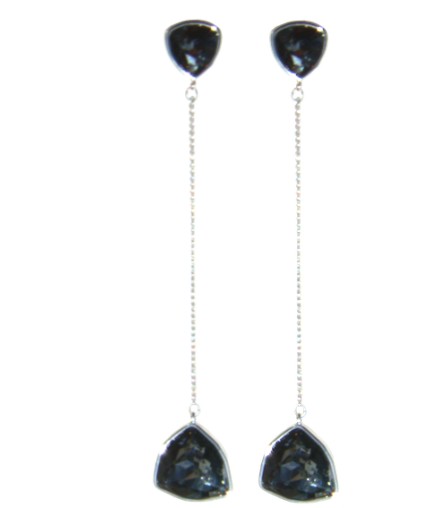 Magnifiques pendants strass gris anthracite