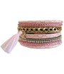 Bracelet manchette aimant rose et pompon